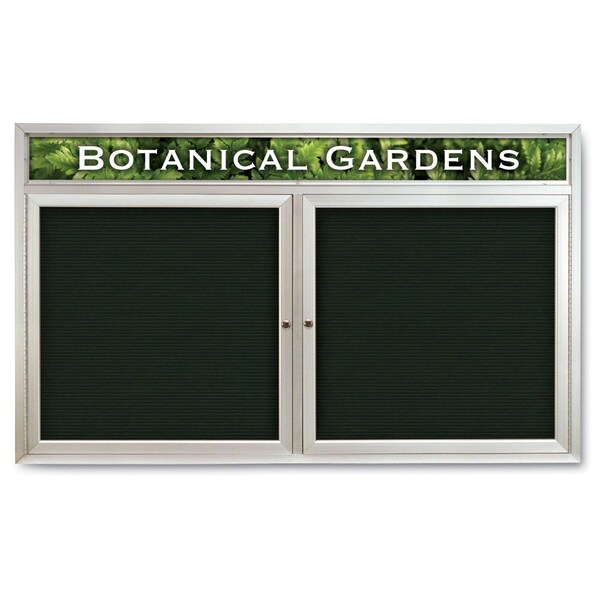 Indoor Enclosed Combo Board, 42"x32", Black Frame/Green & Forbo